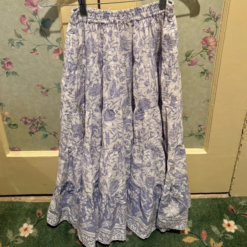 Free People Floral Blue and White Skirt - Picture 2 of 4